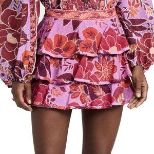 FARM Rio Sweet Floral Layered Mini Skirt In Sweet Floral Lilac - SZ L